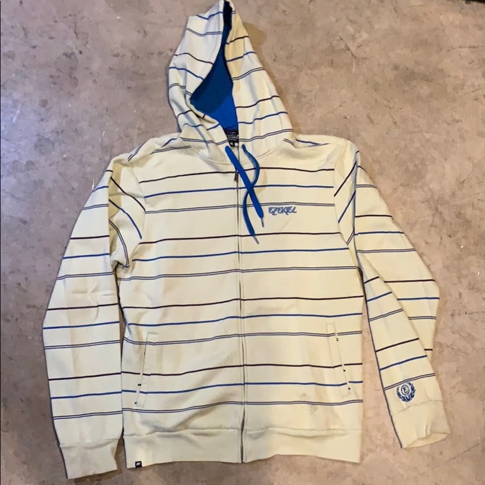 Men’s hoodie. Size XL. Stripes blue and green.